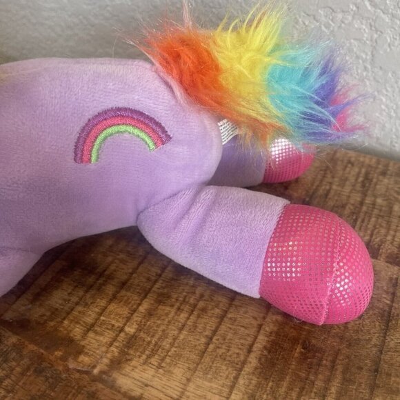 Amos Sweets Unicorn Plush Purple Pink Rainbow 9" Long Stuffed Animal Glittery - Picture 3 of 9